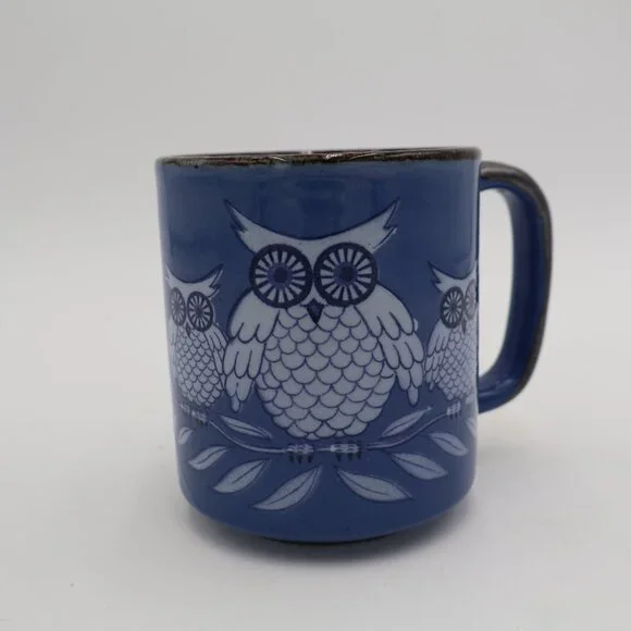 Vintage Otagiri Blue White OWL Mug 4" x 3" (M11) - Picture 9 of 9